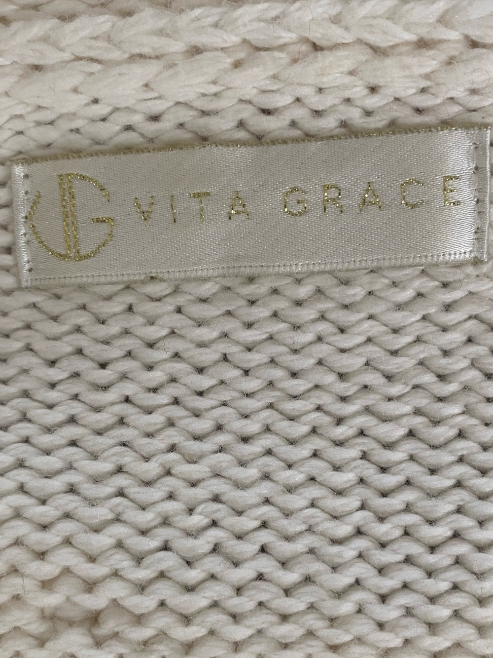 Vita Grace Ivory Bobble Knit Cardigan Balloon Sleeve Tie Waist Cotton M - Picture 8 of 16